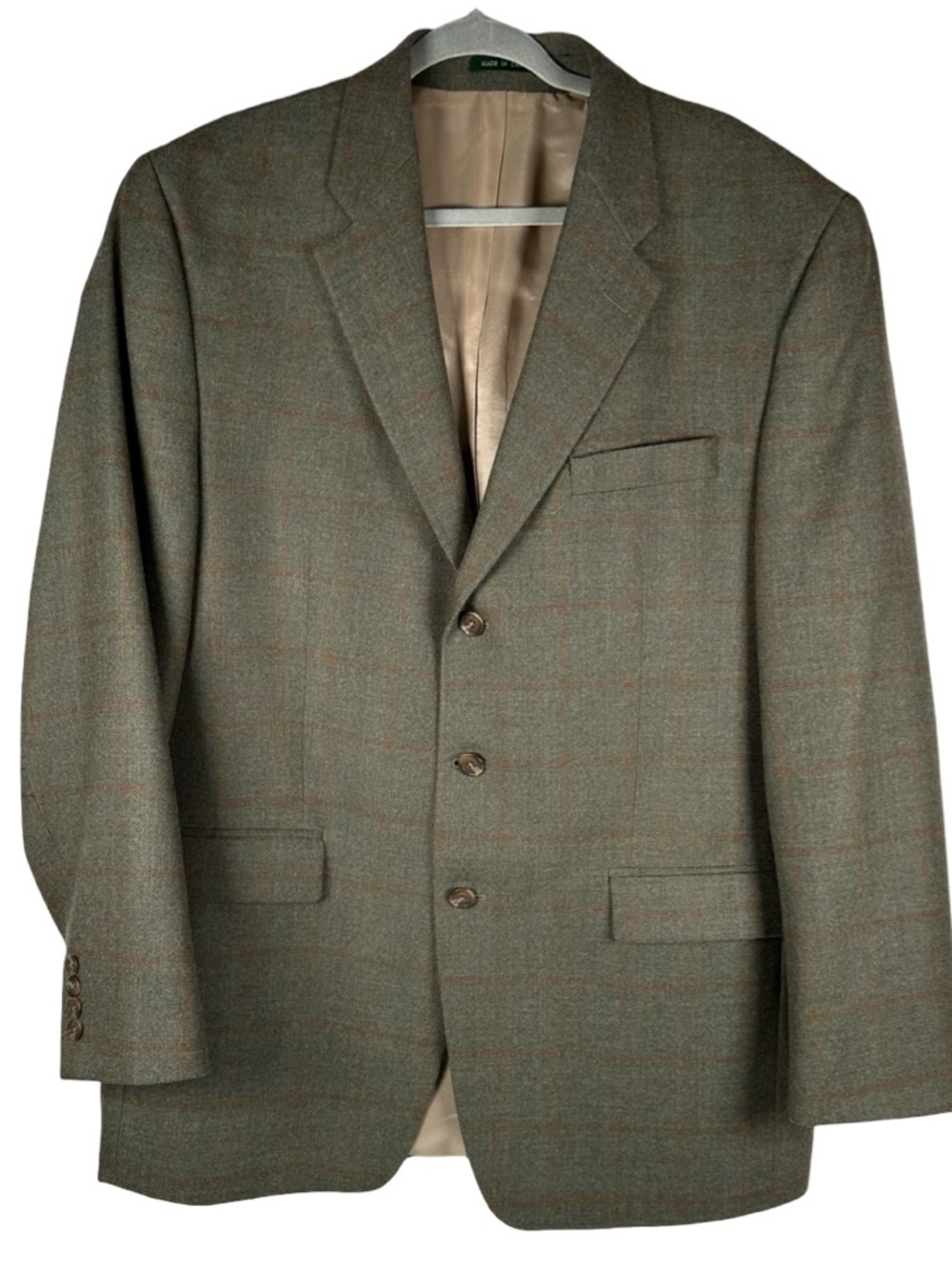 Lauren Ralph Lauren 100% Wool Gray Brown Check Sport Coat Blazer Men’s 44L NWOT